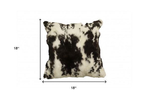 Homeroots 18" X 18" Black And White Rabbit Zippered Natural Fur Animal Print Throw Pillow   473918