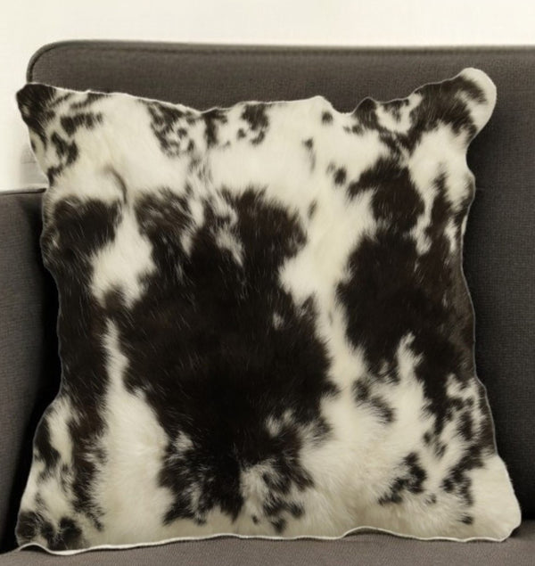Homeroots 18" X 18" Black And White Rabbit Zippered Natural Fur Animal Print Throw Pillow   473918