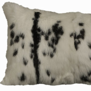 Homeroots 12" X 20" Black And White Rabbit Zippered Natural Fur Animal Print Throw Pillow   473920