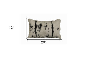 Homeroots 12" X 20" Black And White Rabbit Zippered Natural Fur Animal Print Throw Pillow   473920