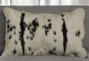 Homeroots 12" X 20" Black And White Rabbit Zippered Natural Fur Animal Print Throw Pillow   473920