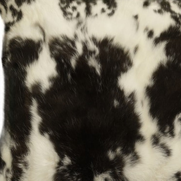 Homeroots Set Of Two 18" Black And White Rabbit Natural Fur Throw Pillow   473922