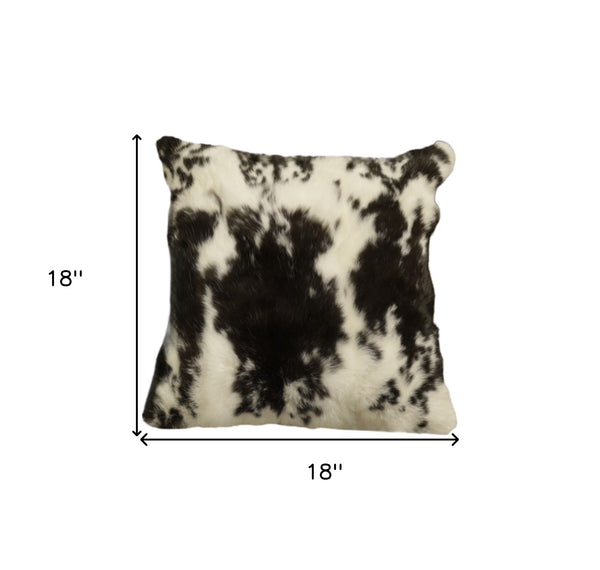 Homeroots Set Of Two 18" Black And White Rabbit Natural Fur Throw Pillow   473922