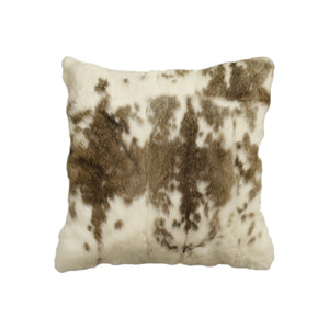 Homeroots 18" X 18" Brown And White Rabbit Animal Print Natural Fur Zippered Pillow   473923