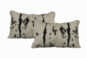 Homeroots Set Of Two 12" X 20" Black And White Rabbit Zippered Natural Fur Animal Print Throw Pillows   473924