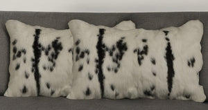 Homeroots Set Of Two 12" X 20" Black And White Rabbit Zippered Natural Fur Animal Print Throw Pillows   473924