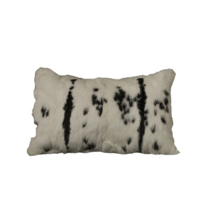 Homeroots Set Of Two 12" X 20" Black And White Rabbit Zippered Natural Fur Animal Print Throw Pillows   473924