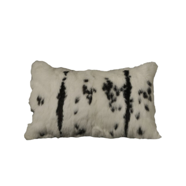 Homeroots Set Of Two 12" X 20" Black And White Rabbit Zippered Natural Fur Animal Print Throw Pillows   473924