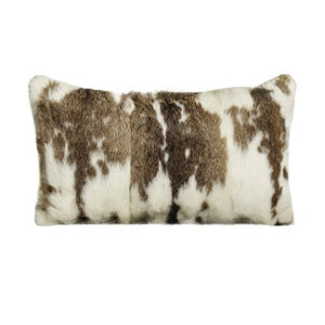 Homeroots Set Of Two 12" X 20" Brown And White Rabbit Natural Fur Throw Pillow   473925