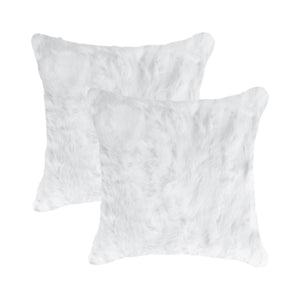 Homeroots Set Of Two 18" White Rabbit Zippered Natural Fur Throw Pillows   473926