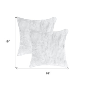 Homeroots Set Of Two 18" White Rabbit Zippered Natural Fur Throw Pillows   473926