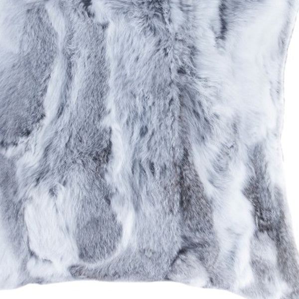 Homeroots Set Of Two 18" Grey Rabbit Natural Fur Throw Pillows   473928
