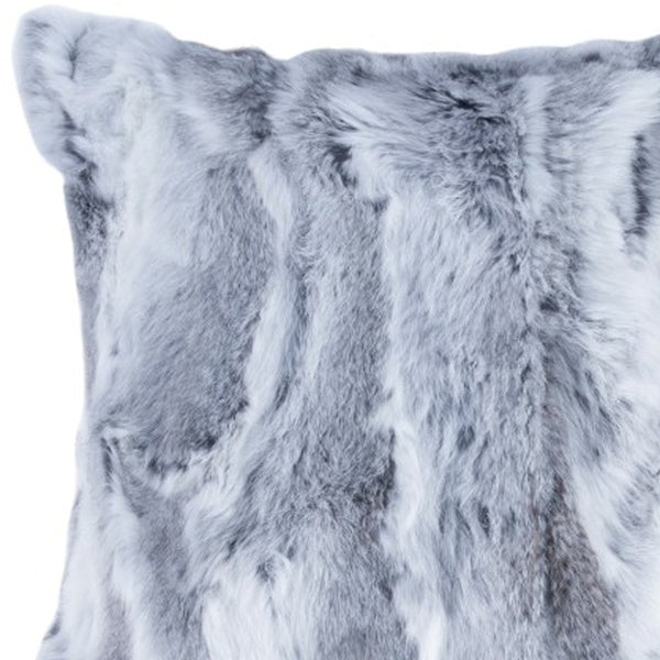 Homeroots Set Of Two 18" Grey Rabbit Natural Fur Throw Pillows   473928