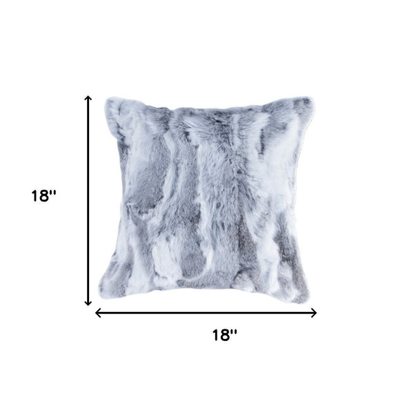 Homeroots Set Of Two 18" Grey Rabbit Natural Fur Throw Pillows   473928