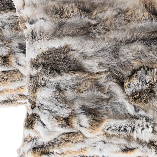 Homeroots Set Of Two 18" Tan And White Rabbit Natural Fur Throw Pillow   473929