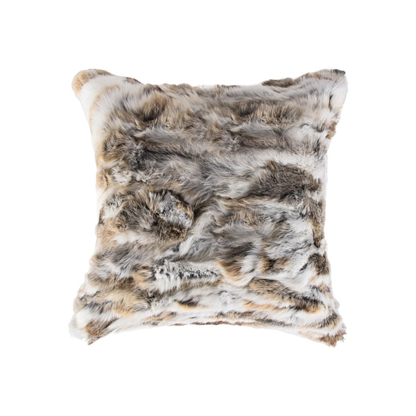 Homeroots Set Of Two 18" Tan And White Rabbit Natural Fur Throw Pillow   473929