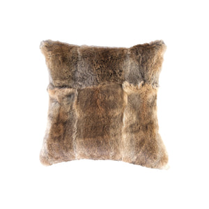 Homeroots Set Of Two 18" Brown Rabbit Natural Fur Throw Pillow   473930