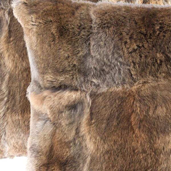 Homeroots Set Of Two 18" Brown Rabbit Natural Fur Throw Pillow   473930