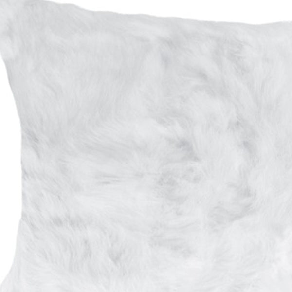 Homeroots Set Of Two 12" X 20" White Rabbit Natural Fur Throw Pillows   473931