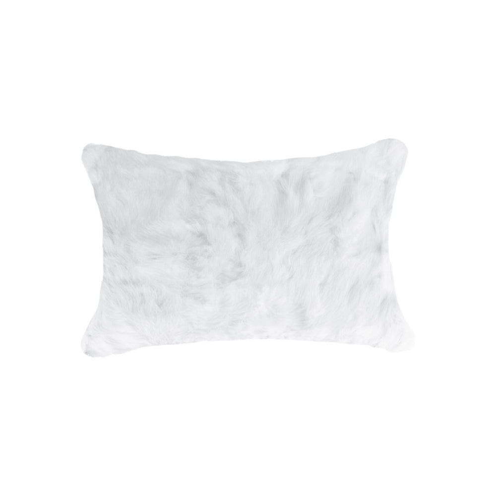 Homeroots Set Of Two 12" X 20" White Rabbit Natural Fur Throw Pillows   473931