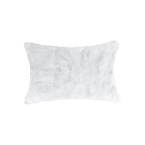 Homeroots Set Of Two 12" X 20" White Rabbit Natural Fur Throw Pillows   473931
