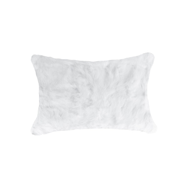 Homeroots Set Of Two 12" X 20" White Rabbit Natural Fur Throw Pillows   473931