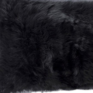 Homeroots Set Of Two 12" X 20" Black Rabbit Natural Fur Throw Pillow   473932