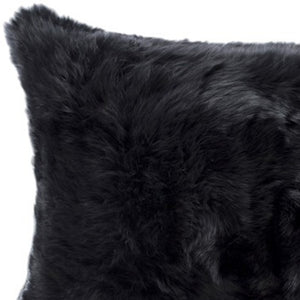 Homeroots Set Of Two 12" X 20" Black Rabbit Natural Fur Throw Pillow   473932