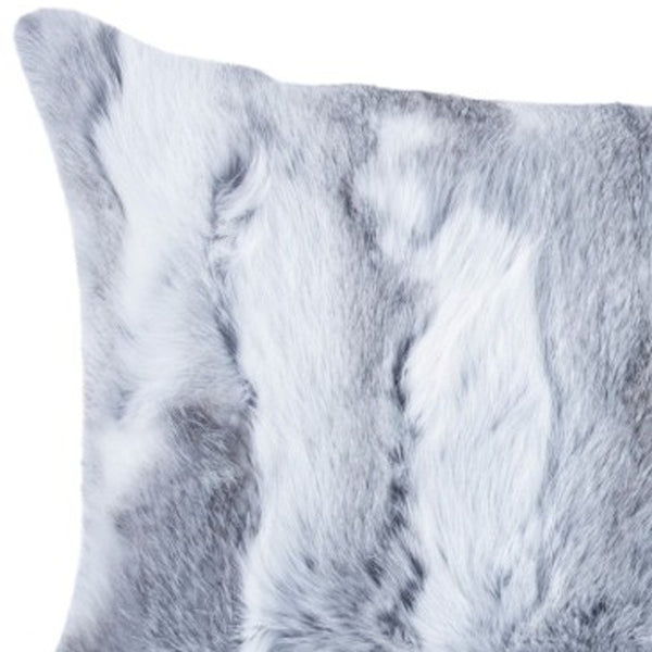 Homeroots Set Of Two 12" X 20" Gray Rabbit Natural Fur Throw Pillow   473933