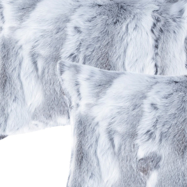 Homeroots Set Of Two 12" X 20" Gray Rabbit Natural Fur Throw Pillow   473933