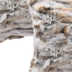 Homeroots Set Of Two 12" X 20" Tan And White Rabbit Natural Fur Throw Pillow   473934