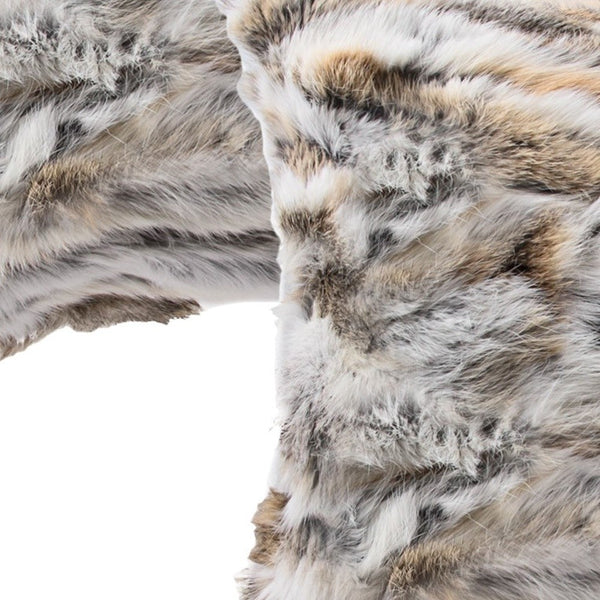 Homeroots Set Of Two 12" X 20" Tan And White Rabbit Natural Fur Throw Pillow   473934