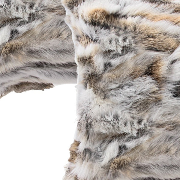 Homeroots Set Of Two 12" X 20" Tan And White Rabbit Natural Fur Throw Pillow   473934