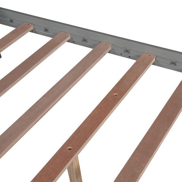 Homeroots Gray Wood Full Four Poster Bed Frame  Manufactured Wood + Solid Wood 473936