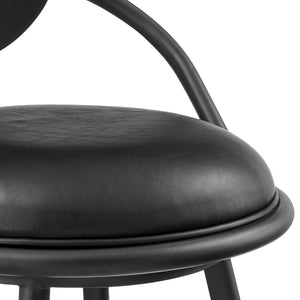 English Elm Lacey Swivel Barstool Matte Iron Base Faux Leather Seat Mid-century Kitchen Bar Black B2736P464813