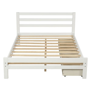 Homeroots White Wood Full Bed Frame  Manufactured Wood + Solid Wood 473952