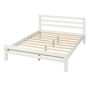 Homeroots White Wood Full Bed Frame  Manufactured Wood + Solid Wood 473952
