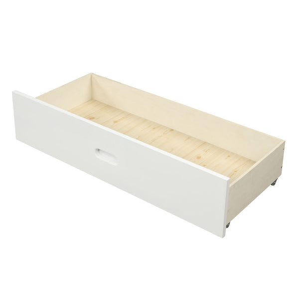 Homeroots White Wood Full Bed Frame  Manufactured Wood + Solid Wood 473952