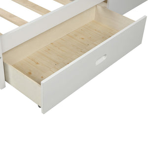 Homeroots White Wood Full Bed Frame  Manufactured Wood + Solid Wood 473952
