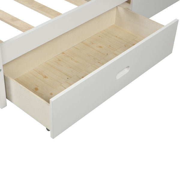 Homeroots White Wood Full Bed Frame  Manufactured Wood + Solid Wood 473952
