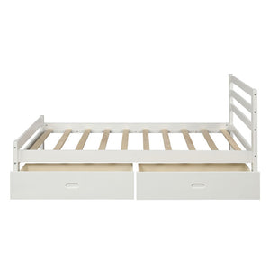 Homeroots White Wood Full Bed Frame  Manufactured Wood + Solid Wood 473952