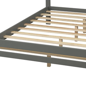 Homeroots Gray Wood Full Bed Frame  Manufactured Wood + Solid Wood 473953