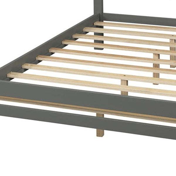 Homeroots Gray Wood Full Bed Frame  Manufactured Wood + Solid Wood 473953