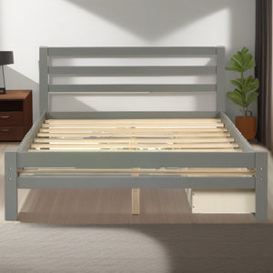 Homeroots Gray Wood Full Bed Frame  Manufactured Wood + Solid Wood 473953