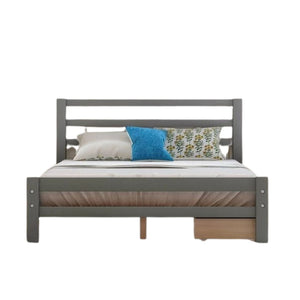 Homeroots Gray Wood Full Bed Frame  Manufactured Wood + Solid Wood 473953
