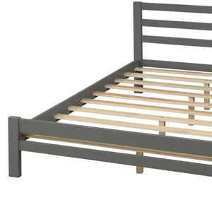 Homeroots Gray Wood Full Bed Frame  Manufactured Wood + Solid Wood 473953