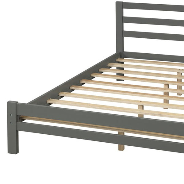 Homeroots Gray Wood Full Bed Frame  Manufactured Wood + Solid Wood 473953