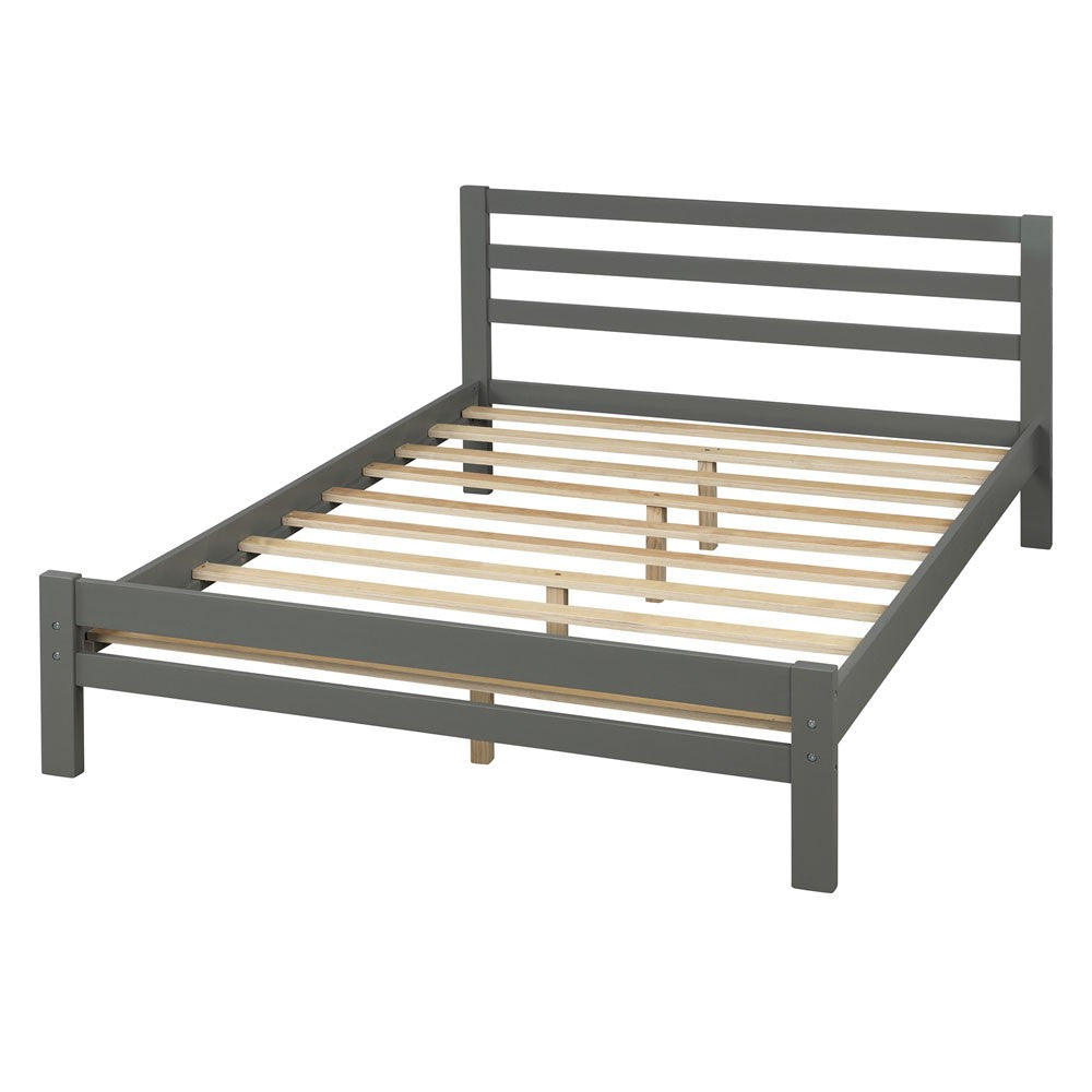 Homeroots Gray Wood Full Bed Frame  Manufactured Wood + Solid Wood 473953