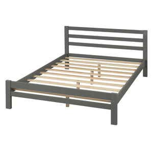 Homeroots Gray Wood Full Bed Frame  Manufactured Wood + Solid Wood 473953