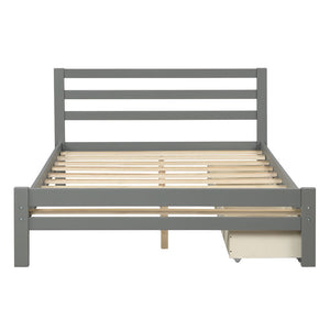 Homeroots Gray Wood Full Bed Frame  Manufactured Wood + Solid Wood 473953